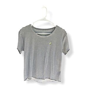 Y2K Crop Tee Victoria’s Secret Striped Avocado Short Sleeve Tee | S